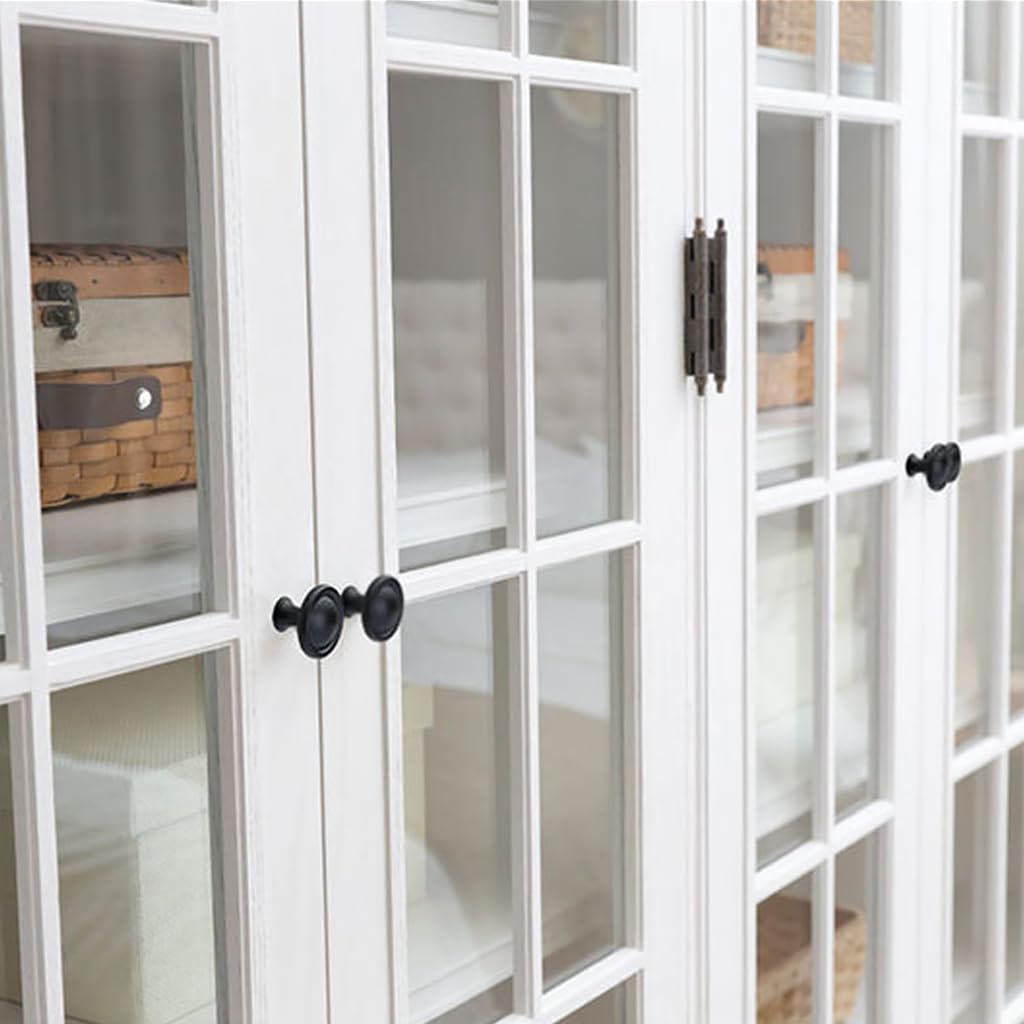 HASTHIP Cabinet Knobs for Kitchen and Drawer Upgrade with 1.25 in Round Zinc Alloy Design | 10 Pack Black Rust‑Resistant Pulls