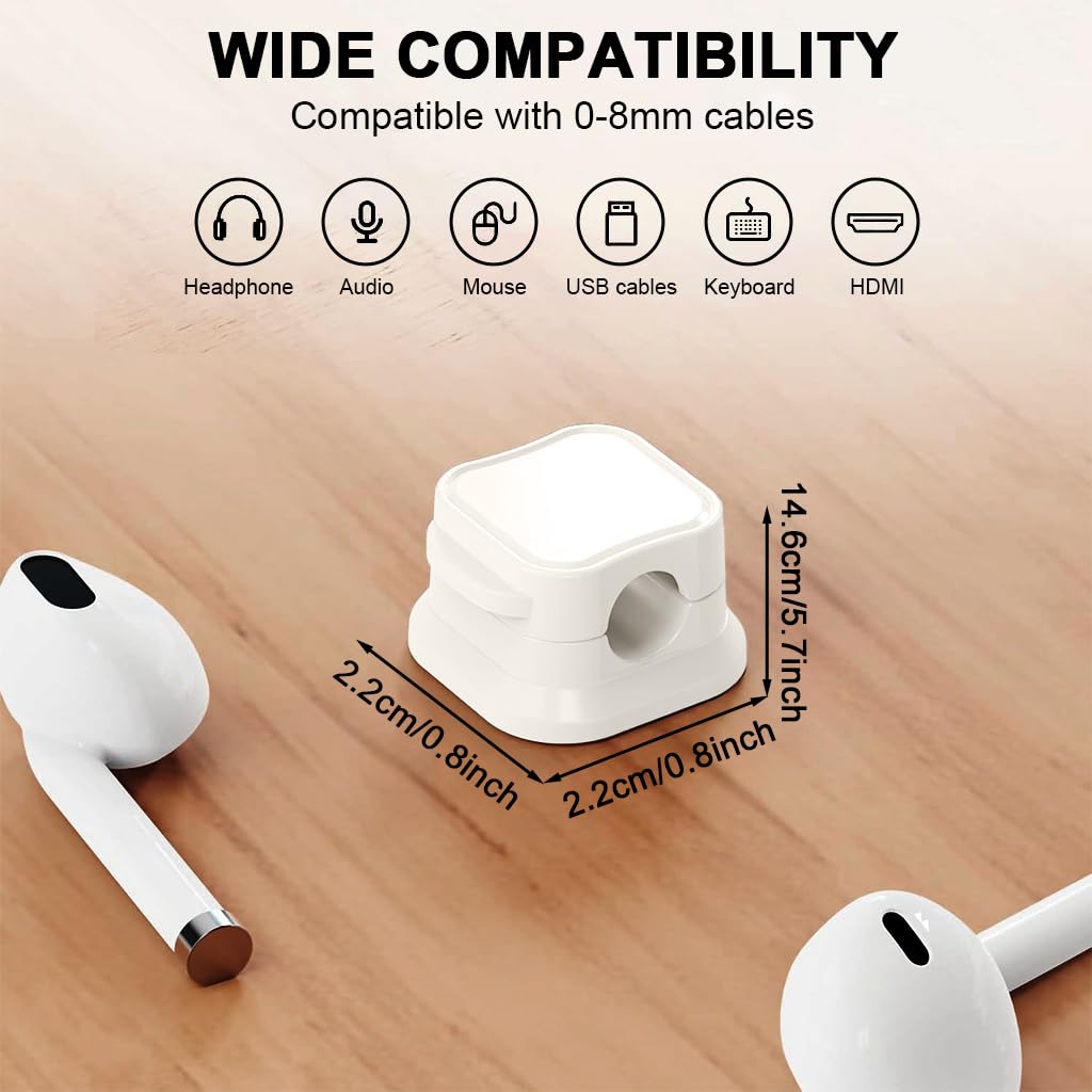 ZORBES Magnetic Cable Clip Organizer 6 Pcs for Desk and Car with Self Adhesive Base | ABS Cord Holder for Home and Office
