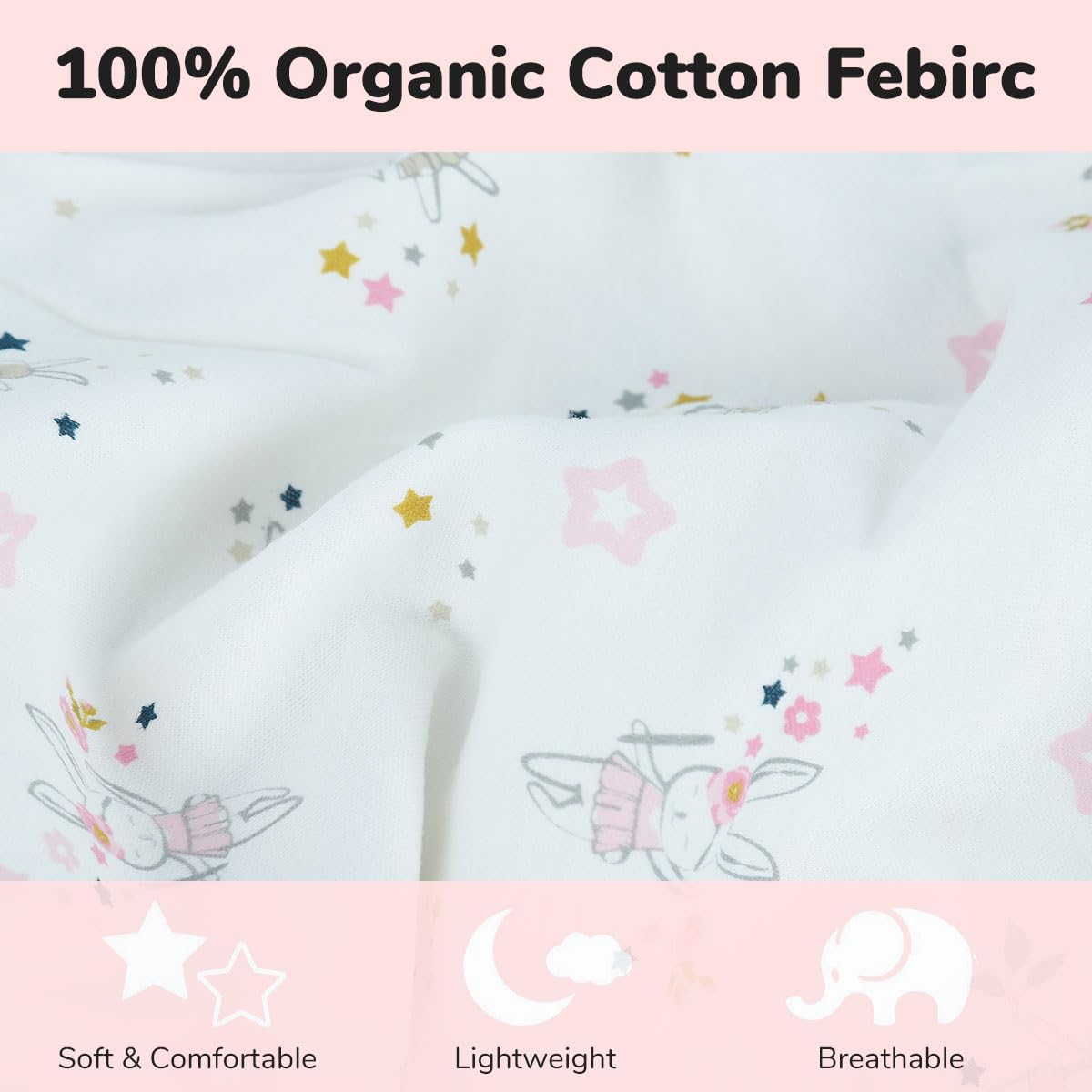 SNOWIE SOFT Baby Swaddles for Newborns 0-3 Months with Tear-Off Design and 100% Cotton | 3Pcs 22x26 in Sleep Sacks