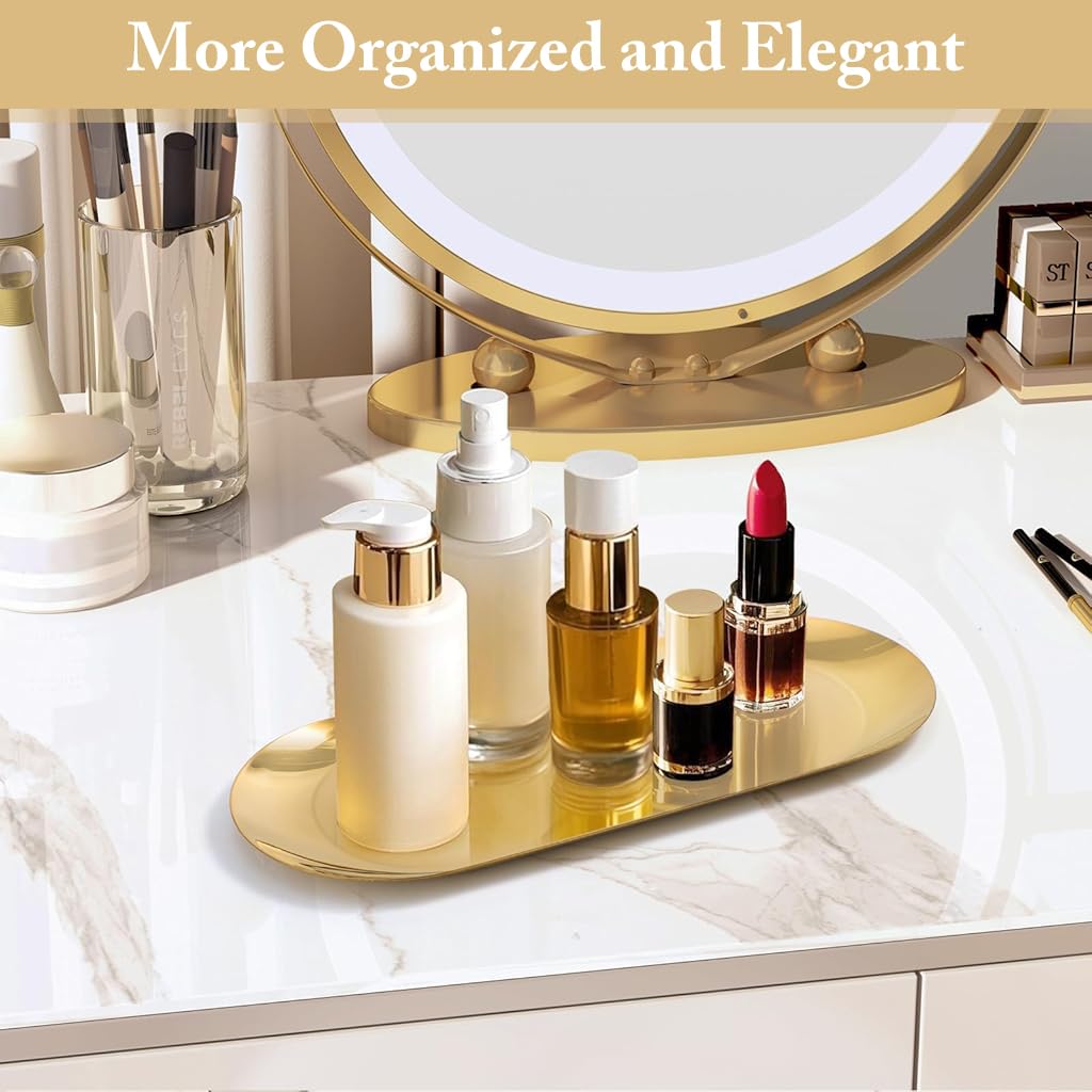 HASTHIP Trays for Bathroom and Kitchen Use with Elegant Golden Finish | 6PCS Stainless Steel Set