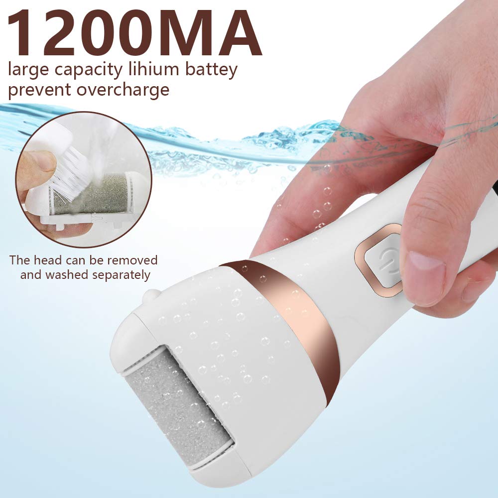 ELEPHANTBOAT Electric Callus Remover for Feet with 3 Quartz Heads and IPX7 Waterproof | Rechargeable 1200mAh Pedicure Tool