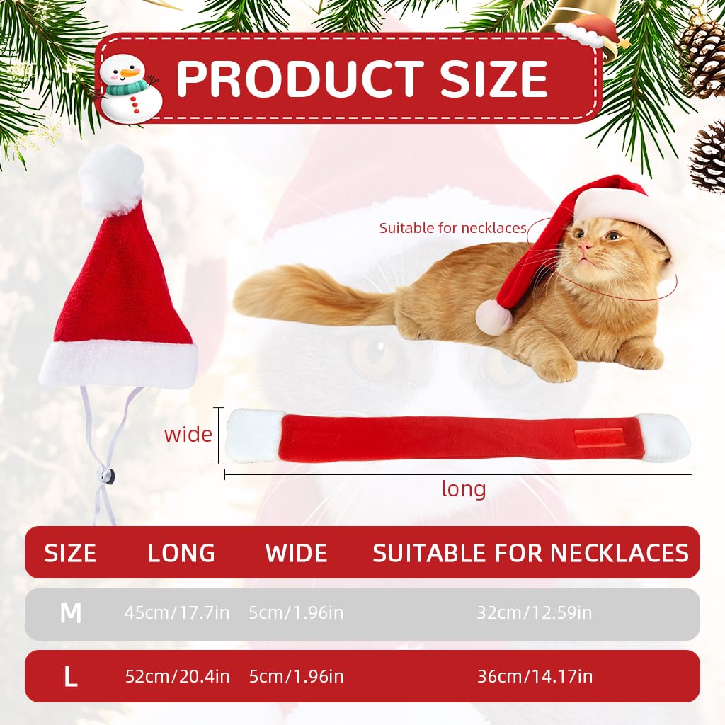 Qpets Christmas Cat Costume Set for Holiday Photos with Adjustable Hat and Scarf 36 cm