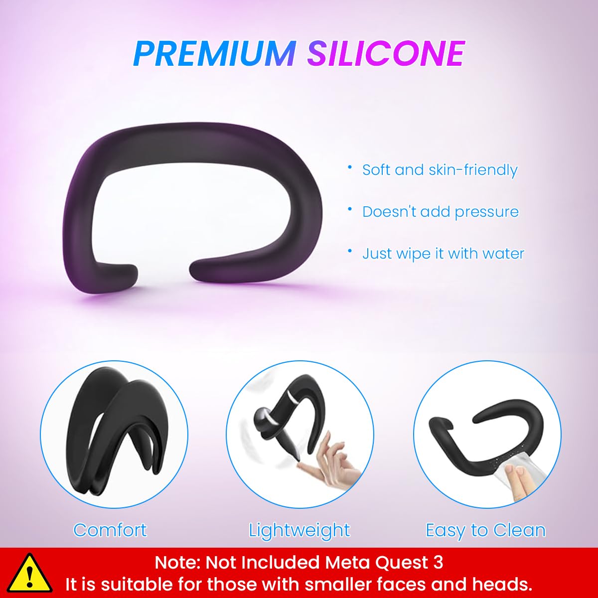 ZORBES VR Face Pad for Meta Quest 3 featuring Soft Silicone Cushion Mask 2PCS Set
