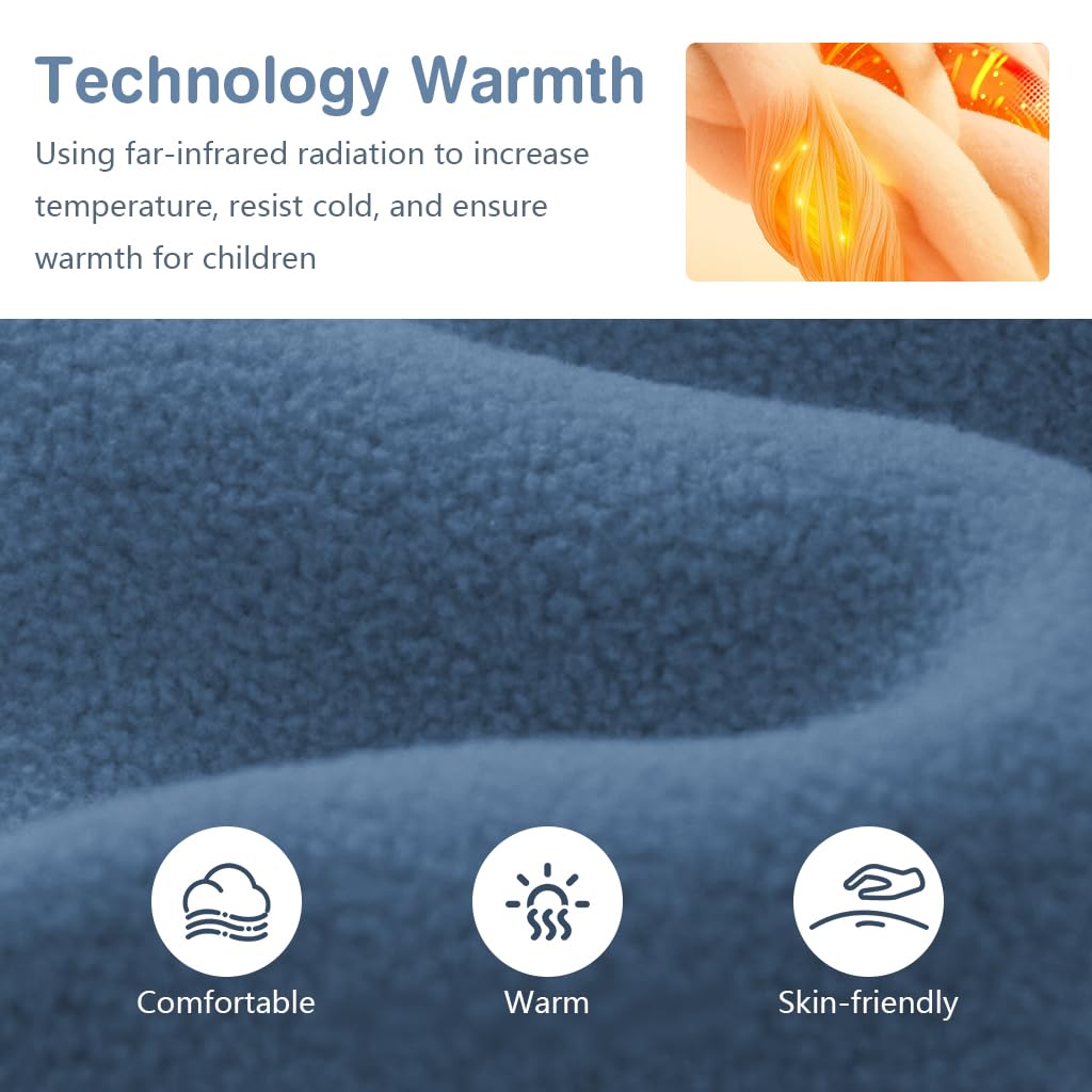 SANNIDHI Kids Polar Fleece Jacket with Stand Collar and Pockets Blue 130 cm | Warm Winter Coat