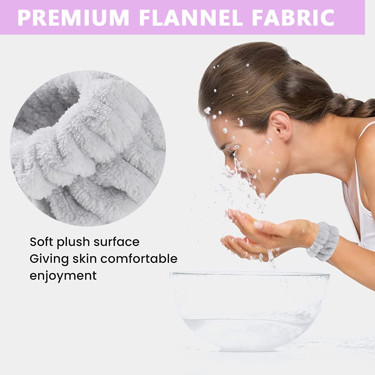 Venzina Spa Wrist Band for Face Washing featuring Super Absorbent Flannel | 2 Pairs for Women