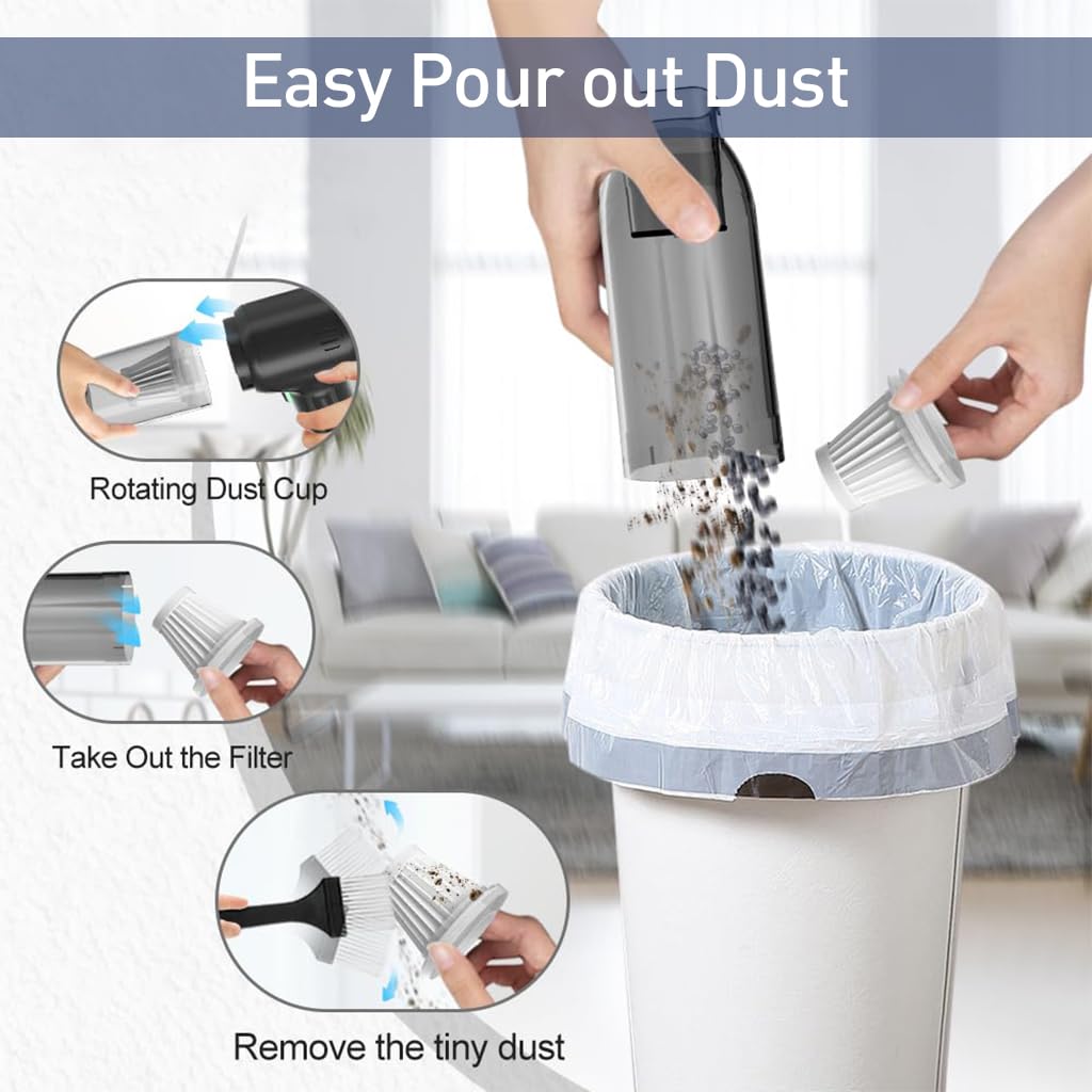 STHIRA Car Vacuum Cleaner for Home and Car Use with 6000Pa Suction and 3600mAh Battery | Cordless HEPA Filter Design