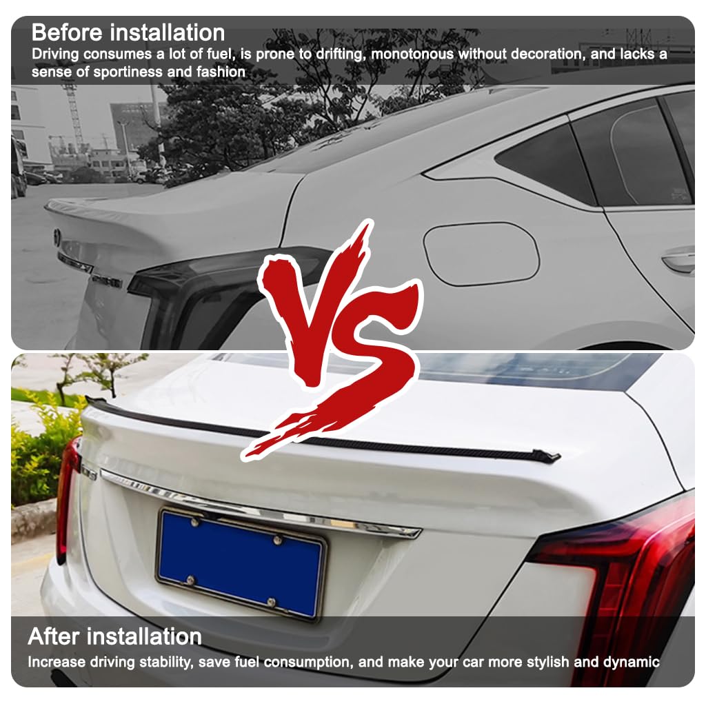 STHIRA Car Spoiler Lip for Sedan and Hatchback with 1.5 m Rubber Strip | Matte Black Aerodynamic Trunk Protector