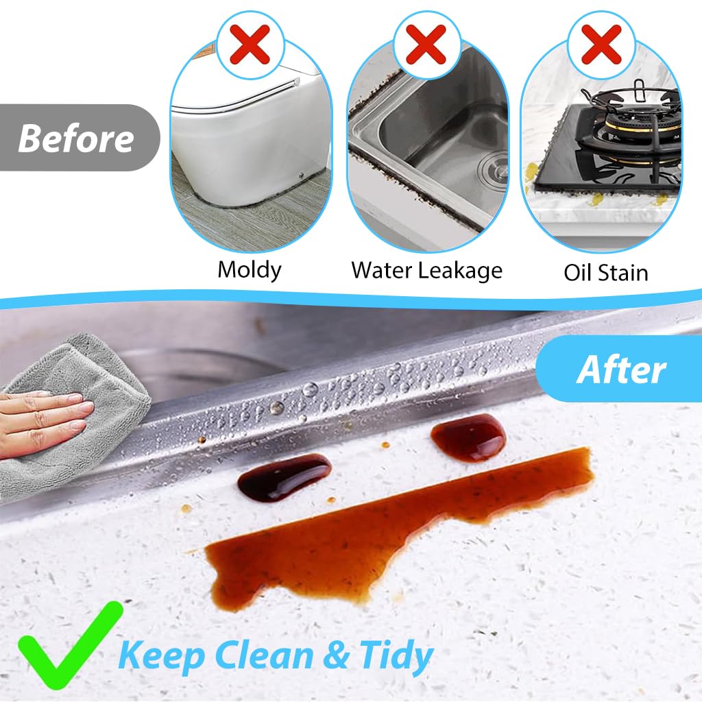 HASTHIP Transparent Gel Tape 2 in x 33 ft for Window Gap Sealing with Removable Adhesive | Windproof and Waterproof Caulk Strip for Kitchen and Bathroom