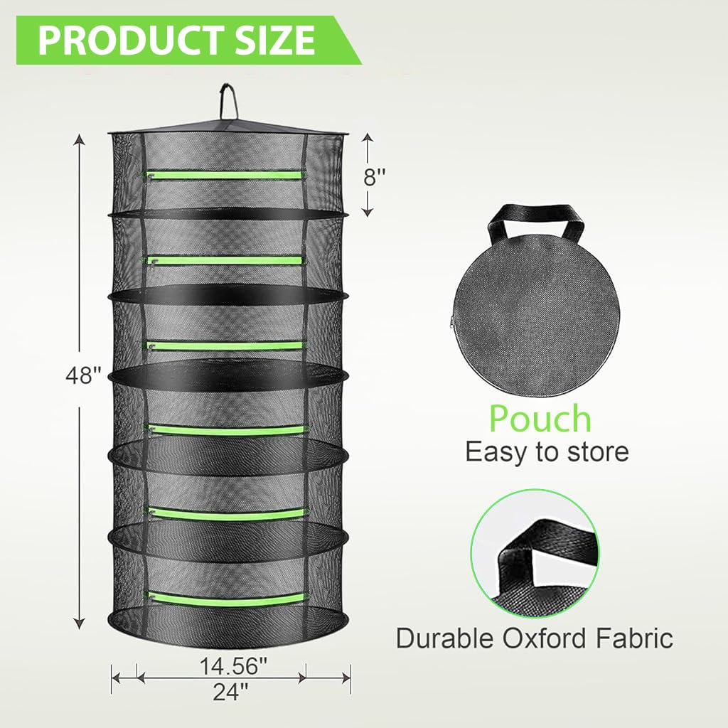 HASTHIP Herb Drying Rack for Herbs and Plants with 6 Layer 60cm Mesh Net | Black Foldable Design