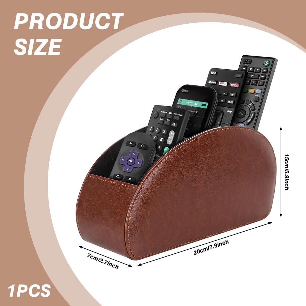 HASTHIP Remotes Organizer for Desk and Living Room featuring 5 Compartments | PU Leather Holder