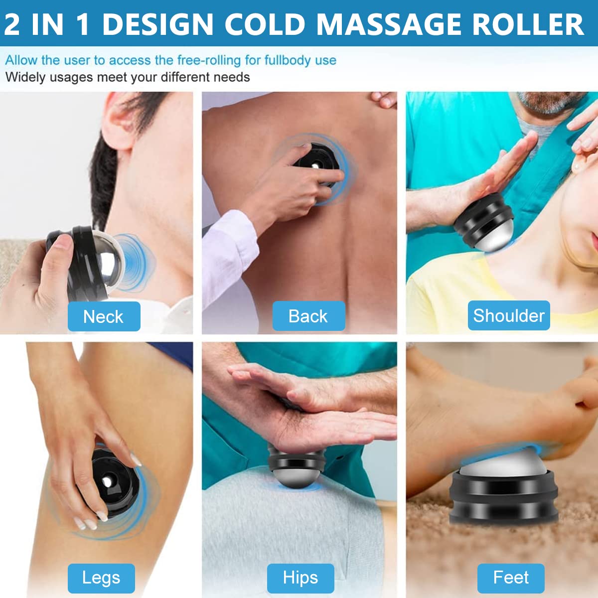 HANNEA® Cold Massage Roller Ball, Cryoball Massage Hand Ice Ball for Muscle Knots, Myofascial Release, Pain Relief of Back, Leg & Foot, Inflammation, Swelling, Deep Tissue Massage