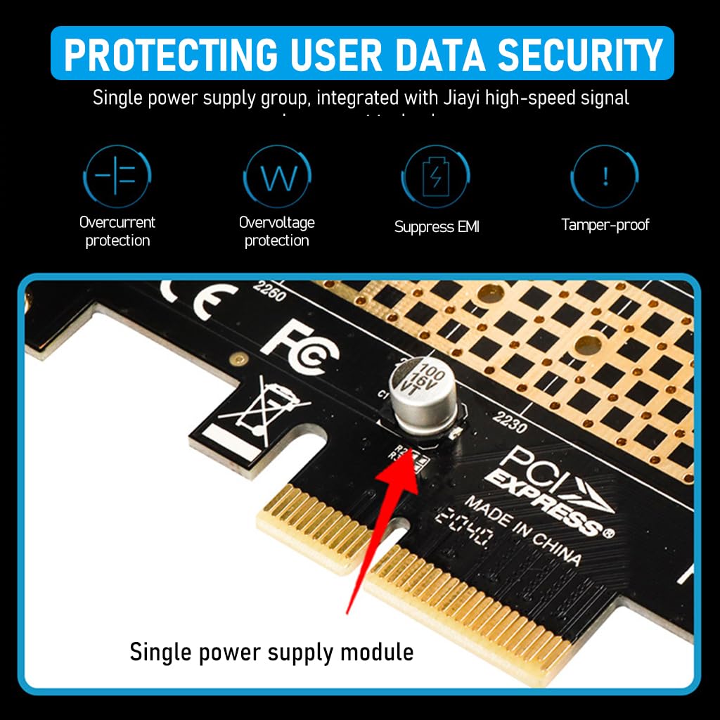 ZORBES® M.2 NVMe to PCI-E X4 Adapter High Speed M.2 NVMe to PCI-E X4 Adapter Universal M.2 NVMe to PCI-E X4 Adapter Compatible with M.2 NVme 2230/2242/2260/2280