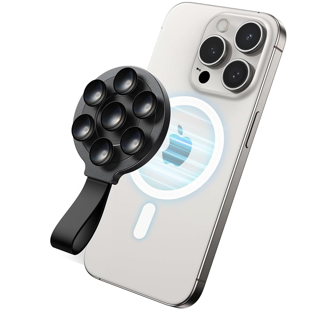 ZORBES Suction Phone Case Mount for iPhone 15 Pro Max with 9 Suction Cups and Magnetic Grip | Hands Free Holder for Videos and Selfies