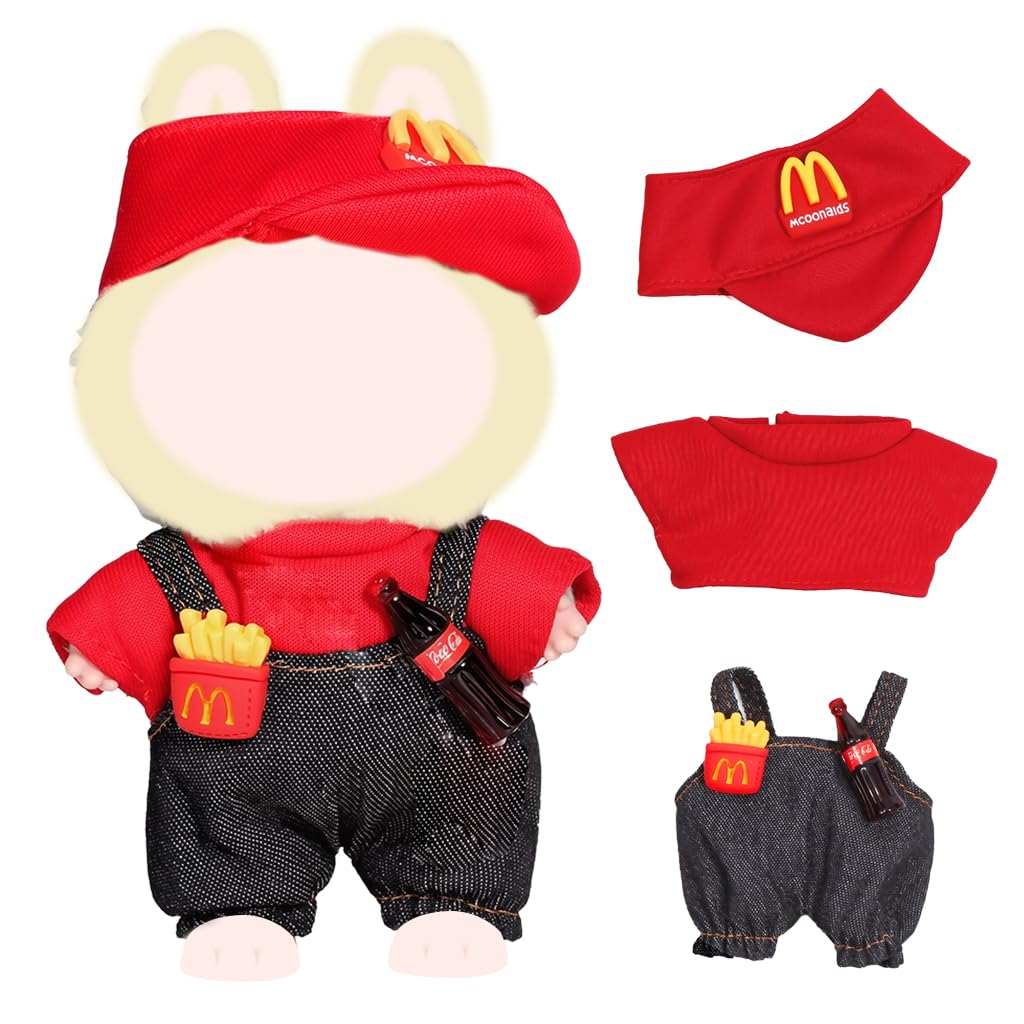 FANCYKU Collectible Figure Clothes for 4-6 Inch Monster Dolls with Jumpsuit and Red Shirt | Cute Mini Ensemble for Display and Collector Styling
