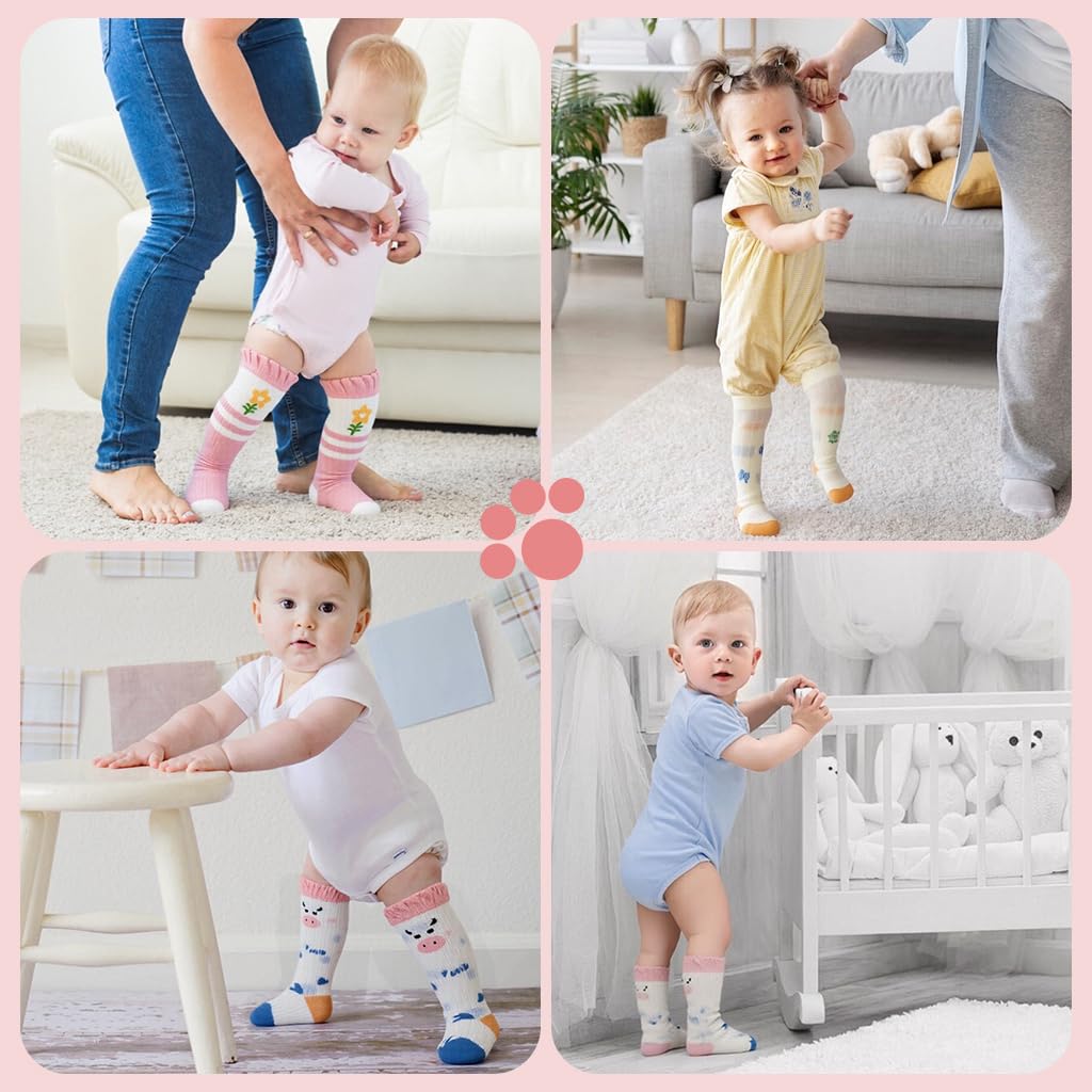 SNOWIE SOFT Baby Stockings for Girls with Breathable Mesh and Soft Cotton Blend | 3 Pairs for 1–3 Years