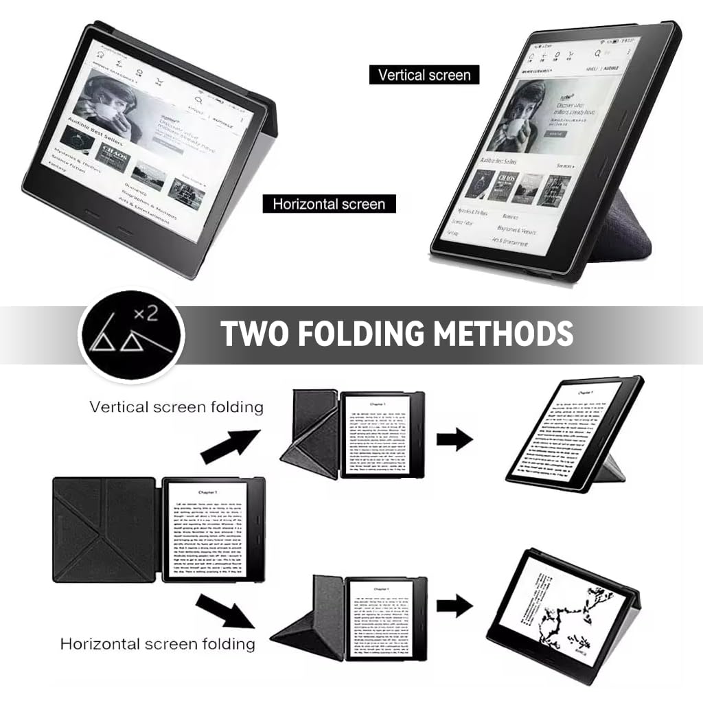 ZORBES Kindle Oasis Leather Case Cover for 2nd and 3rd Gen with Textured Grip | Black