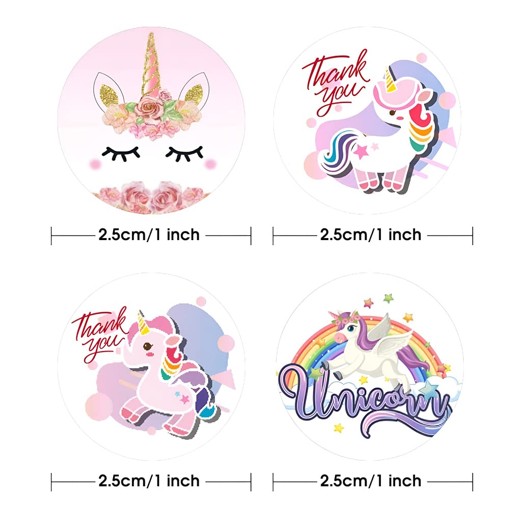 HASTHIP® PVC Fantasy Unicorn 4 Different Design Thank Baking Decoration Stickers Label DIY Handmade Gifts Decoration Exchange Gifts Envelope Sealing Stickers -500 Sheets