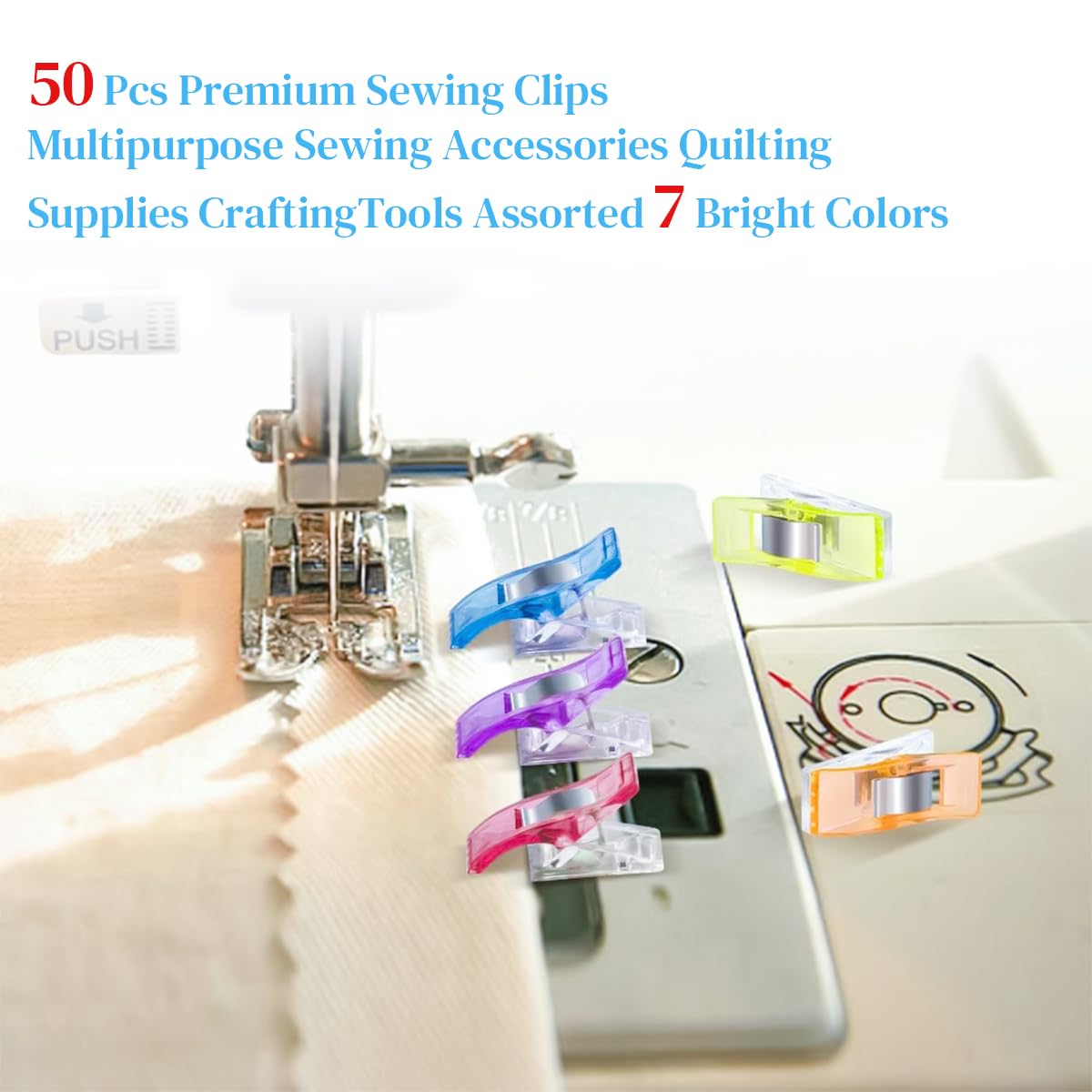 HASTHIP Sewing Clips for Fabric and Quilting 50 Pcs featuring Flat Base Spring Clip Design