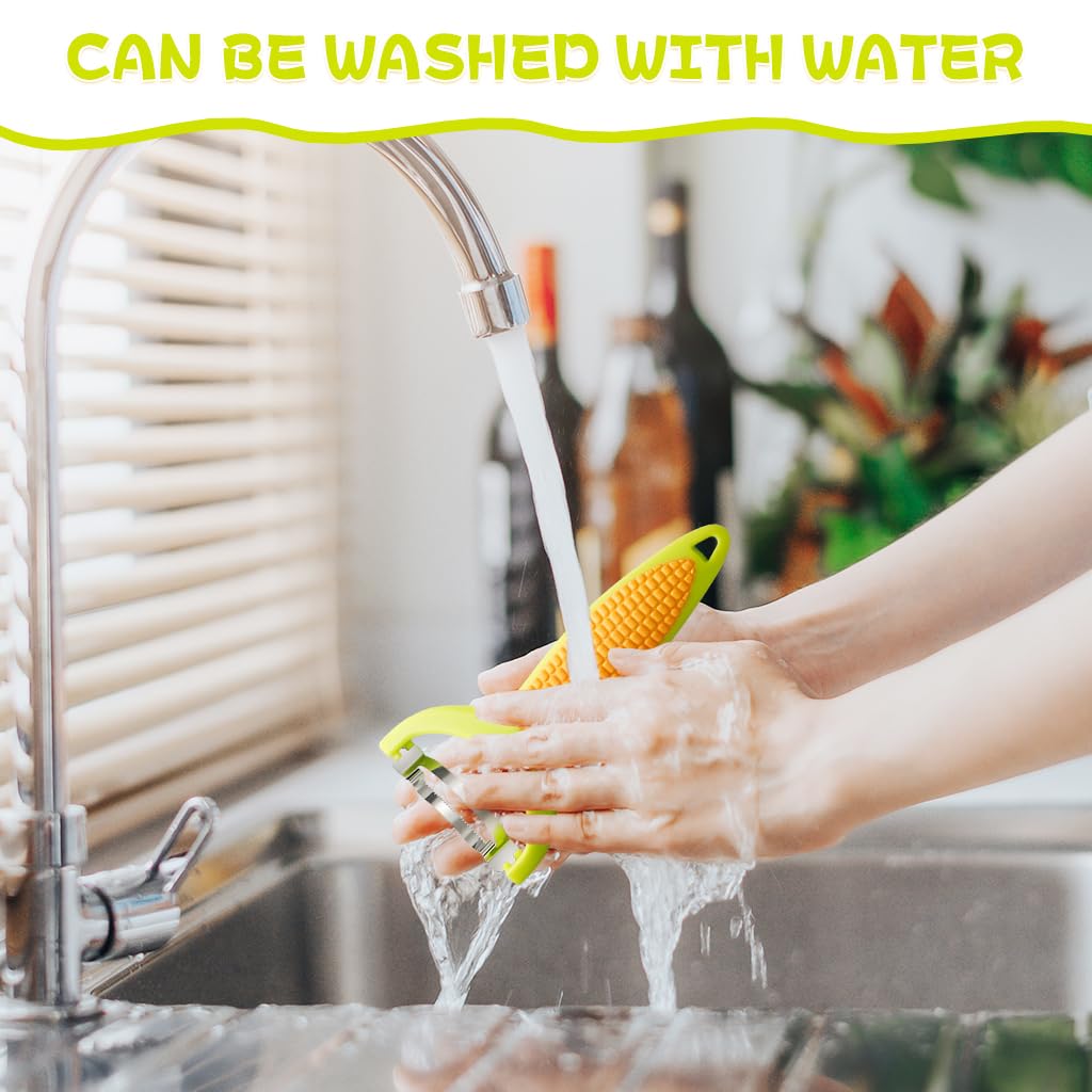 Supvox Corn Peeler for Effortless Kernel Removal with Serrated Stainless Steel Blades and Anti Slip Corn Shaped Handle | Quick Kitchen Tool for Salads and Salsas