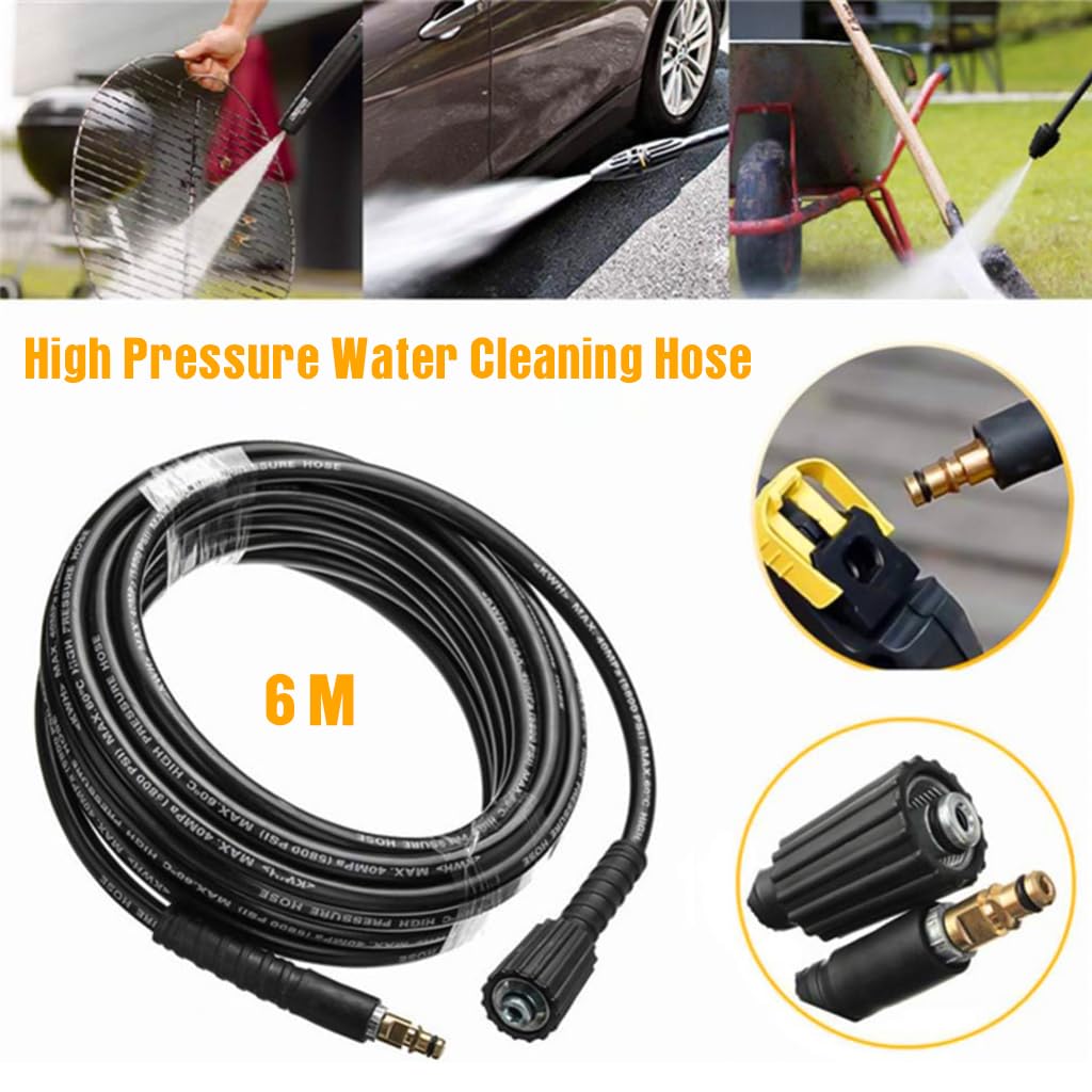 HASTHIP® 6m High Pressure Washer Hose, Heavy Duty Car Pressure Washer 5800 PSI Hose Pipe for Karcher Cazar Ballorex Jpt Starq Car Washers