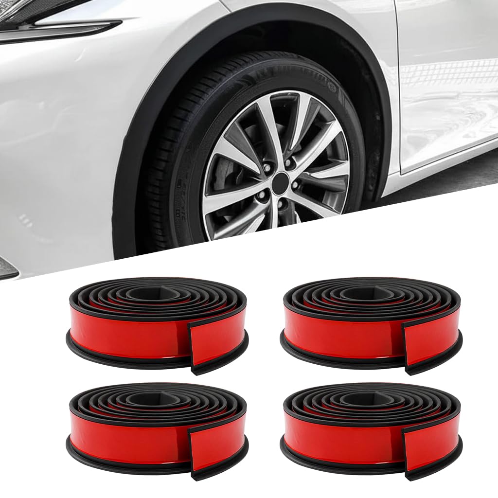 STHIRA Wheel Arch Protector Strips 4Pcs 4.5cm Width with Self Adhesive Rubber for Cars | Scratch Guard Trim