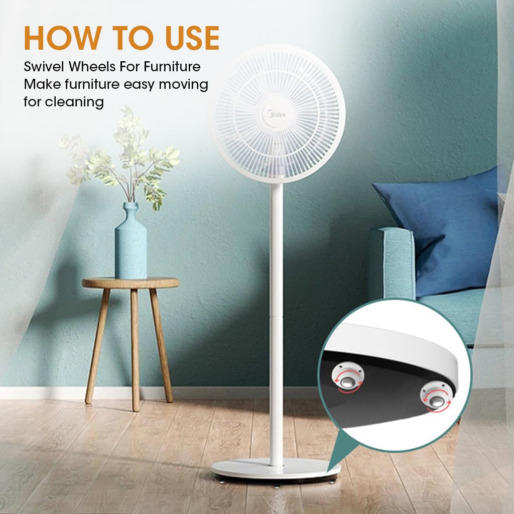 HASTHIP Caster Wheels for Furniture and Small Appliances featuring 360° Swivel | 4pcs Self Adhesive Design with 200kg Capacity and White Finish