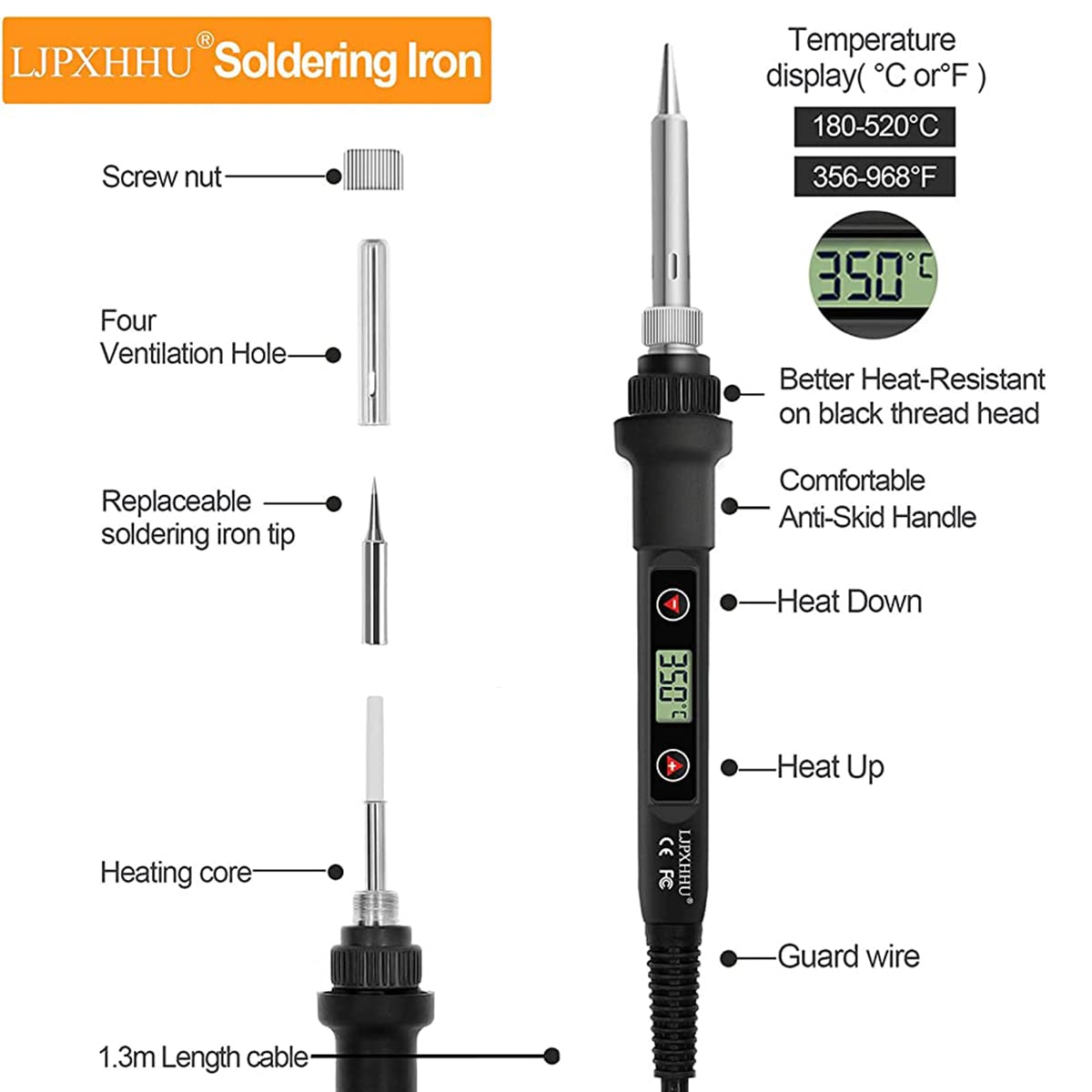 HASTHIP® Electric Soldering Iron Kit 80W Temperature Adjustable Welding Iron Soldering Kit Desoldering Pump, Solder Wire, Welding Iron Stand with Sponge, Tweezers, Wire Cutter for Electronics - 12 Pcs