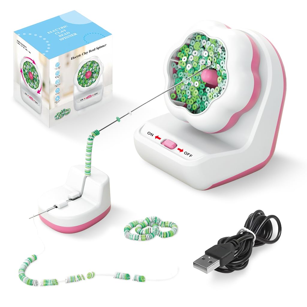 SANNIDHI Electric Clay Beads Spinner for Bracelet Making Kit Automatic Bracelet Maker Beading Machine Tool for DIY Jewelry Making Necklace with 2 Beading Needles for Different Kind of Beads