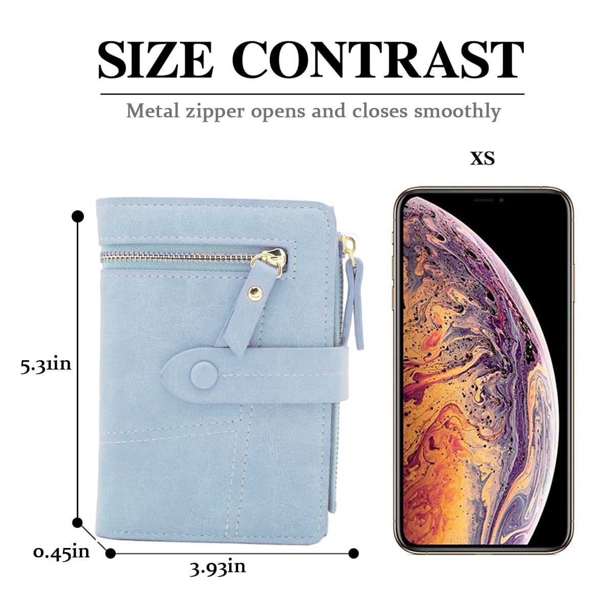 PALAY Small Purses for Women PU Leather Bifold Wallet Card Organizer Girl Wallet Solid Color Women Purse Viberant Blue Wallet for Girls