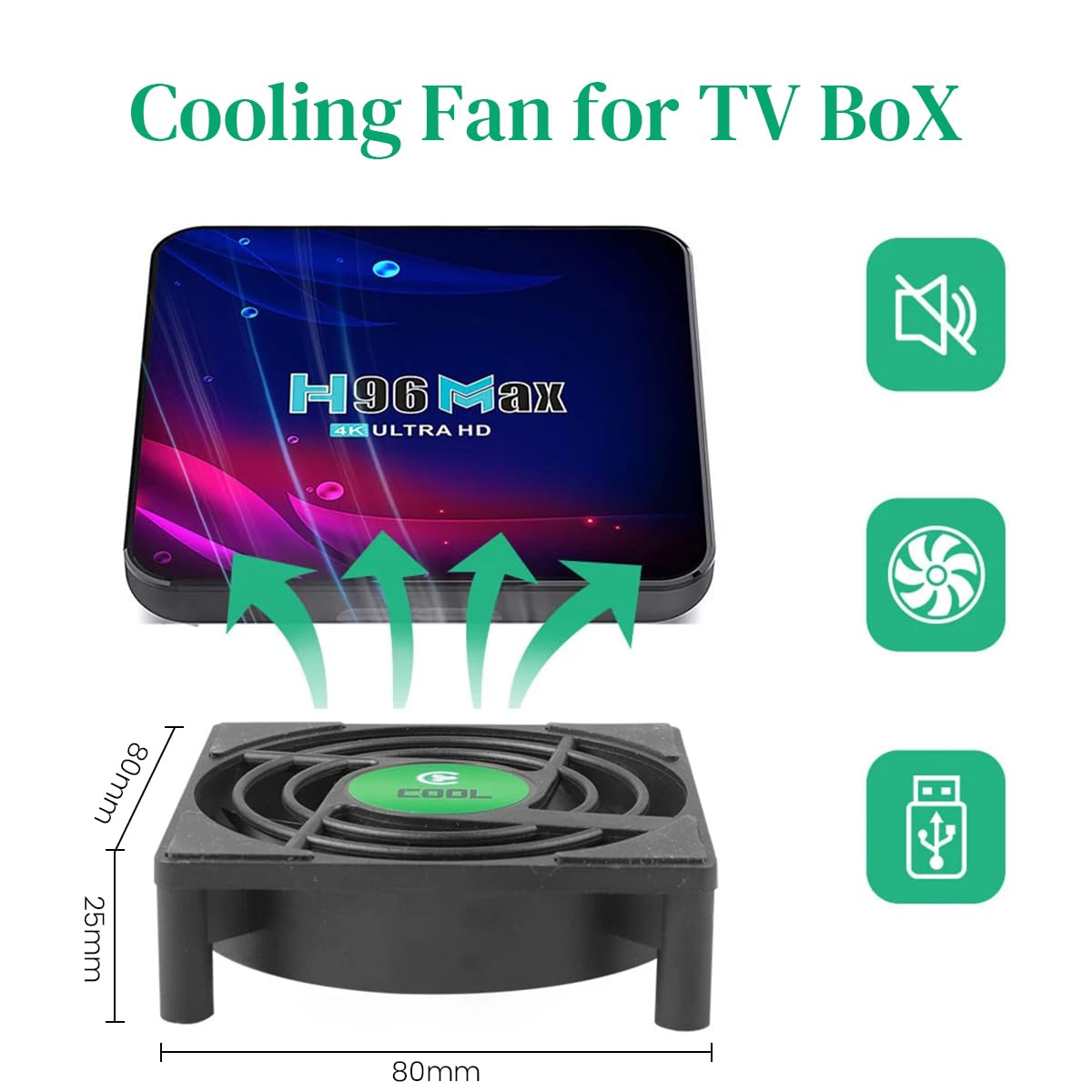 Verilux CPU Cooling Fan for TV Box with 3.3 in Size and 7 Blade Design | USB Silent Cooler