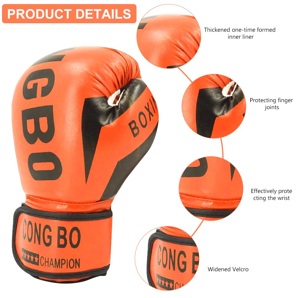Proberos Kids Boxing Gloves for Training with Hook and Loop Wrist Strap 6 oz | Orange