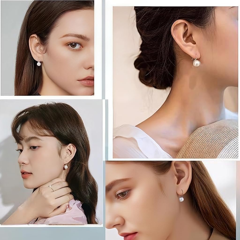 ZIBUYU Pearl Drop Earrings for Women with Polished Metal Setting | Elegant Lightweight Gift