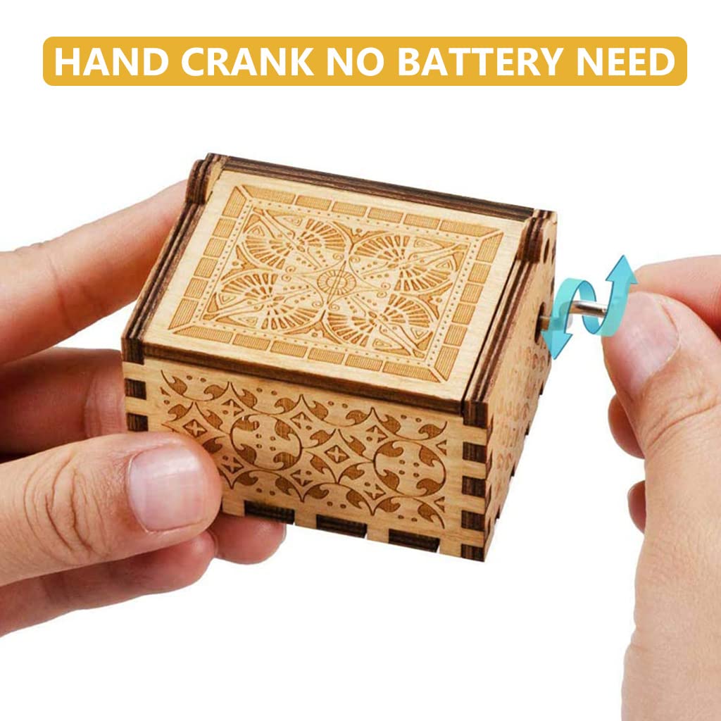 PATPAT Music Box for Wife with Hand Crank Wooden Design and Vintage Carved Details | Romantic Gift