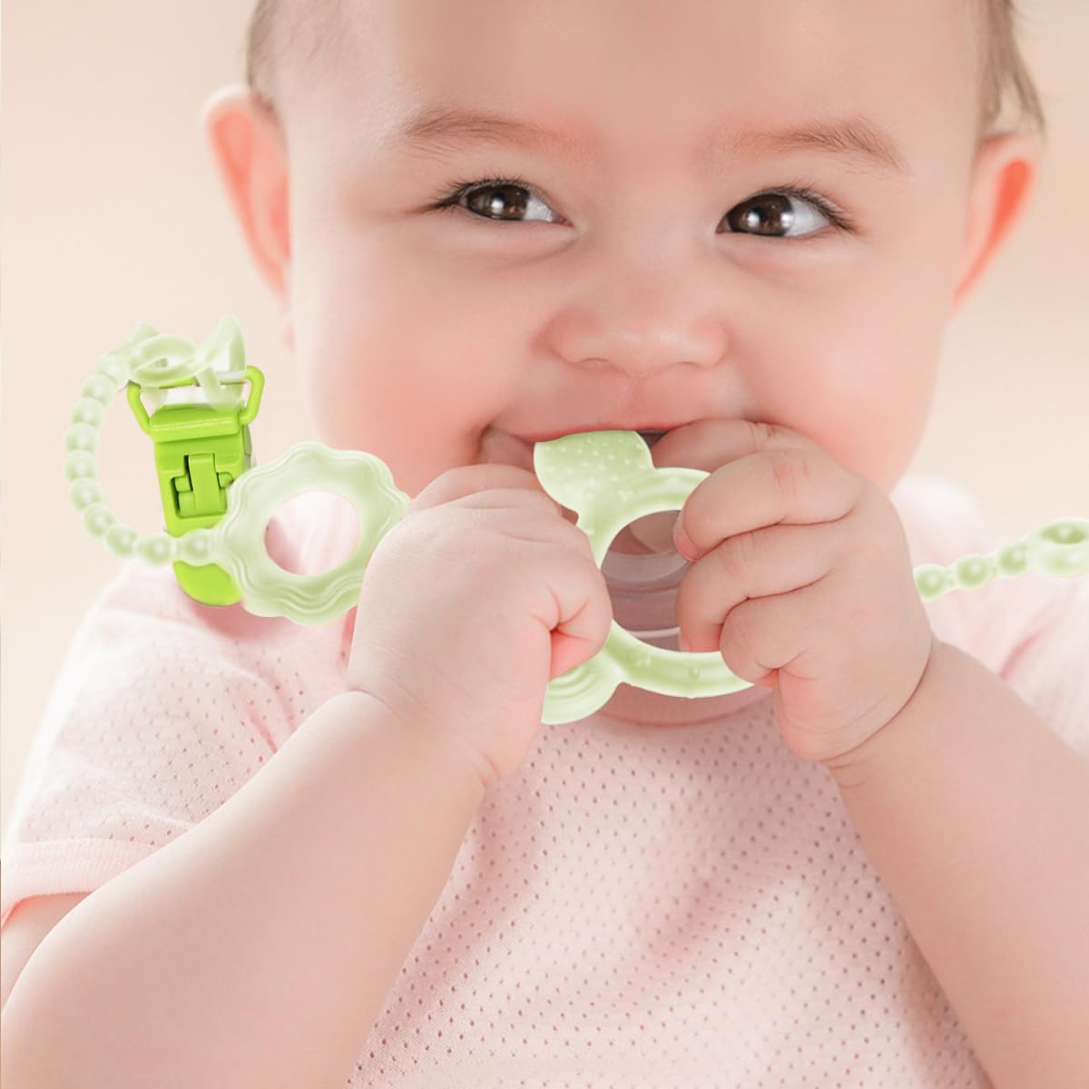 SNOWIE SOFT Pacifier Chain Set for Newborns with Clip Holder and Silicone Storage Case