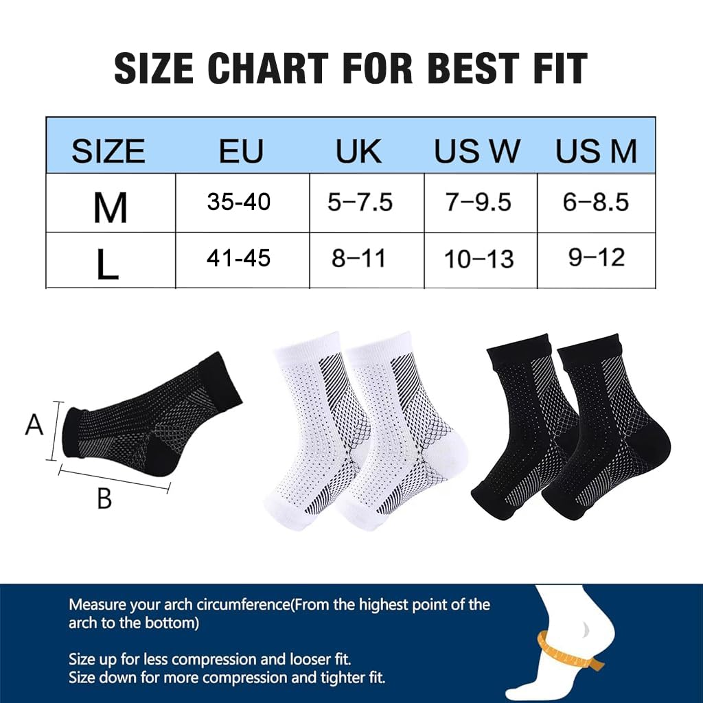 ZIBUYU® 2 Pairs Ankle Support Socks Sports Anti-slip Ankle Compression Socks Pain Relief Fasciitis Compression Socks Elastic Ankle Compression Socks for Fitness, Running, Basketball, 11.6x3.5 inches