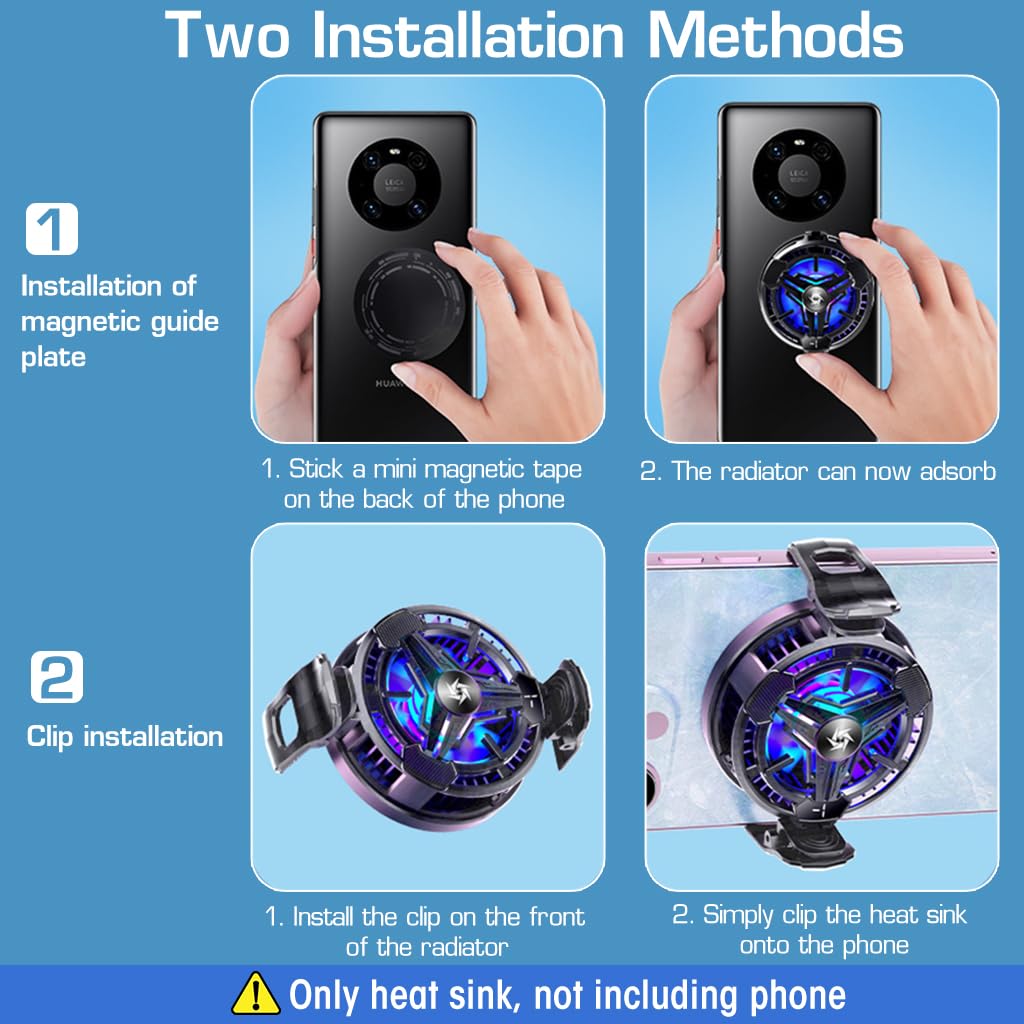 ZORBES Phone Cooler Gaming Fan,Phone Cooler For Gaming,Led Gaming Mobile Cooler Fan With Digital Display,Phone Radiator Case For Iphone Android Smartphones From 4.5-7In,Phone Cooler For Live Streaming