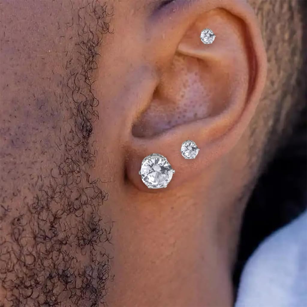 SANNIDHI Earrings Set for Women featuring Clip-on Design with 5 Pairs 4–8mm Cubic Zirconia | Ideal for Non-Pierced Ears