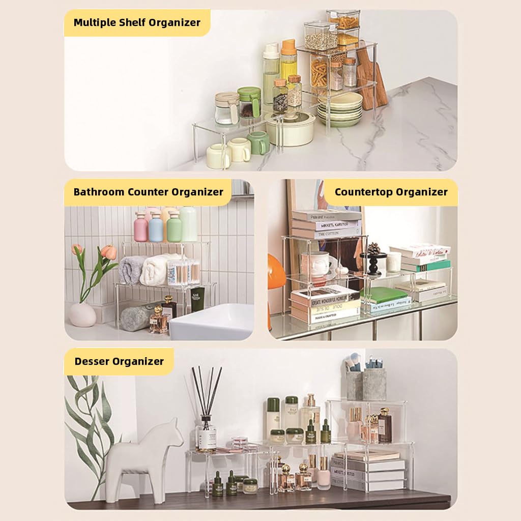 HASTHIP Acrylic Cabinet Organizer for Kitchen Pantry Storage and Stackable Shelves | Desk Countertop Organization
