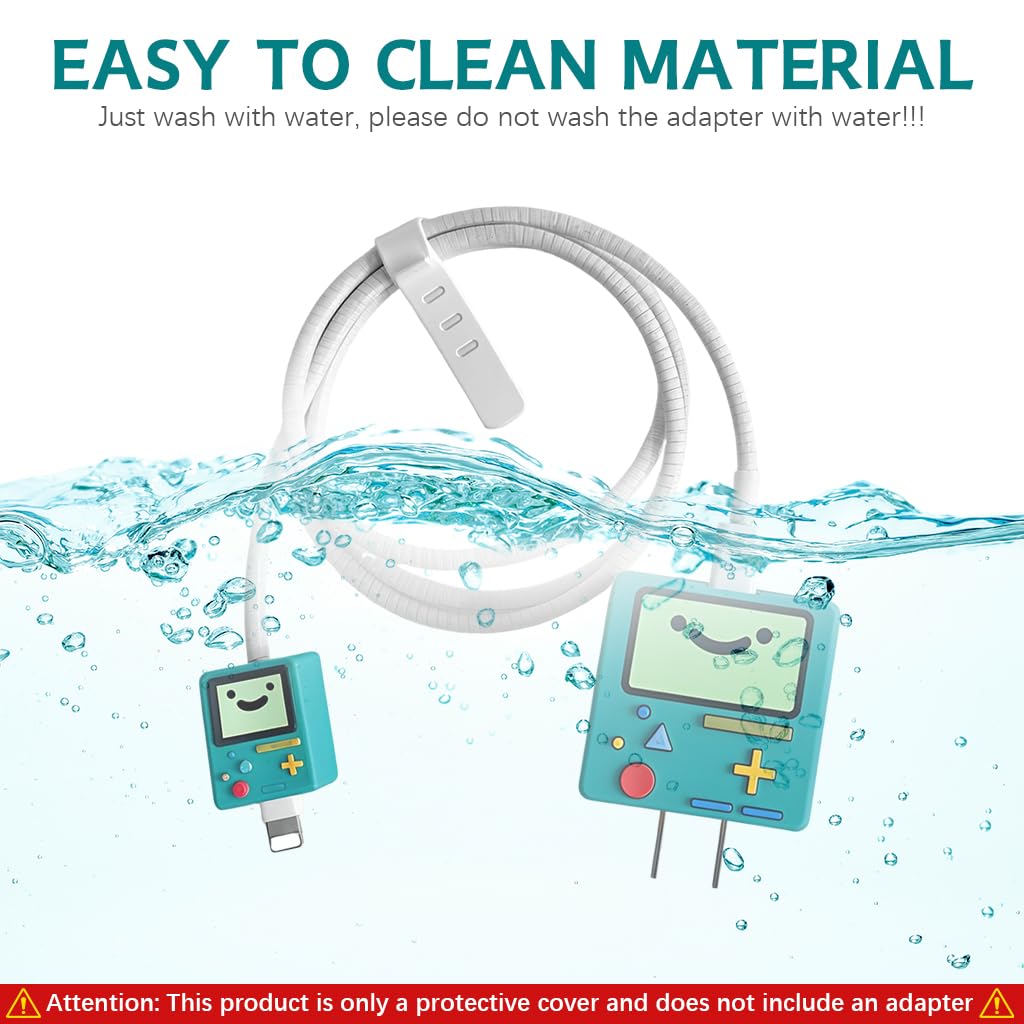 Verilux Charger Protector Set for iPhone with 1.4m Silicone Cable Sleeve and Cartoon Design | 4Pcs Complete Cover