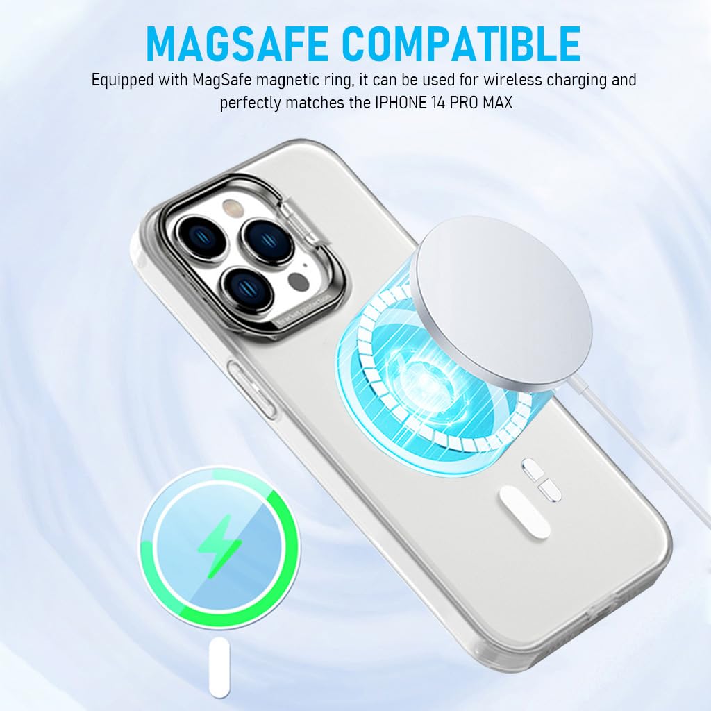 ZORBES Hybrid Back Cover Case for iPhone 14 Pro Max with MagSafe and 2 in 1 Camera Stand
