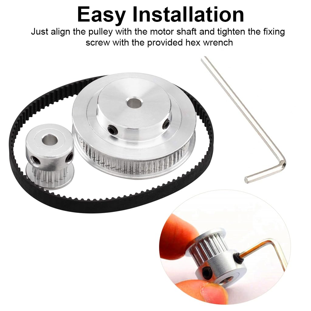 Serplex GT2 Synchronous Wheel for 3D Printer Projects with 20 and 60 Teeth 5mm Bore Aluminum Pulley