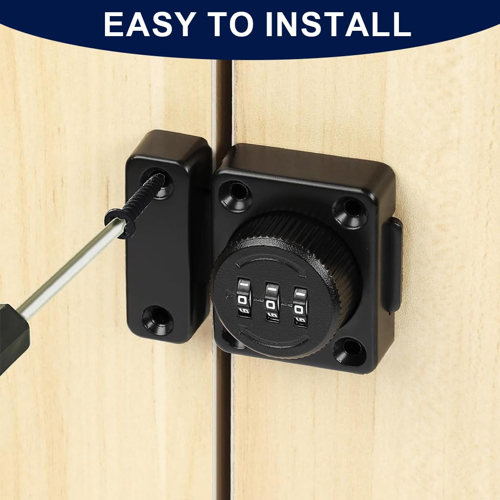 HASTHIP Password Door Lock for Interior & Exterior Doors with 3-Digit Keyless Latch | Heavy Duty Zinc Alloy