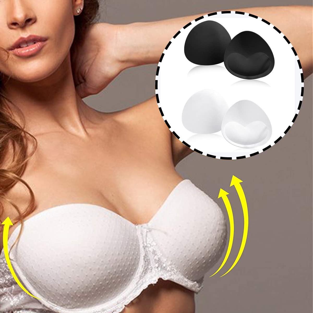 MAYCREATE Bra Pads for Sports and Bikini Use with Thick Push Up Cups | 2 Pack Cotton Inserts