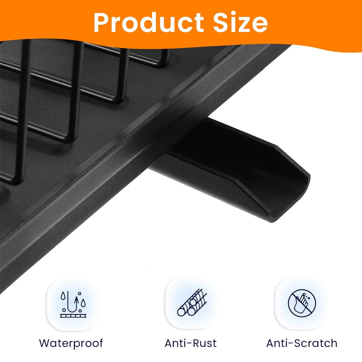 Supvox Dish Drying Rack 42x30x13 cm for Kitchen with Drainage Spout and Metal Cutlery Holder