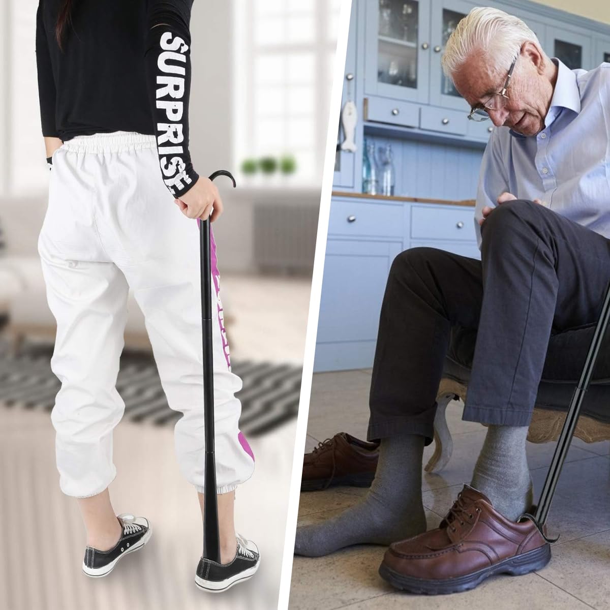 HASTHIP Shoe Horn Long Handle for Easy Dressing with 24–34 in Adjustable Dual End | Ideal for Limited Mobility Users