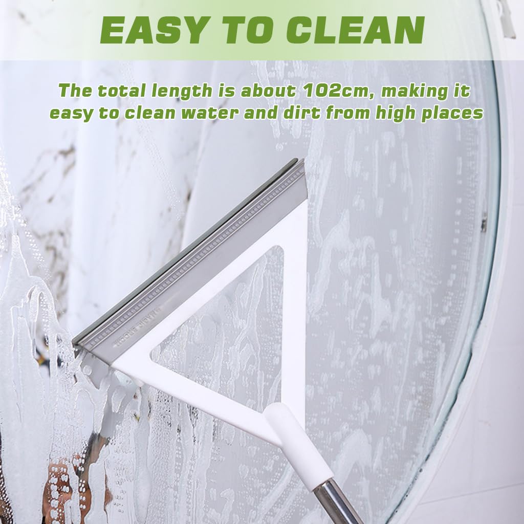 HASTHIP Magic Broom Sweeper for Multi Surface Cleaning with 39 in Handle and Triangle Head | White Silicone Floor Wiper