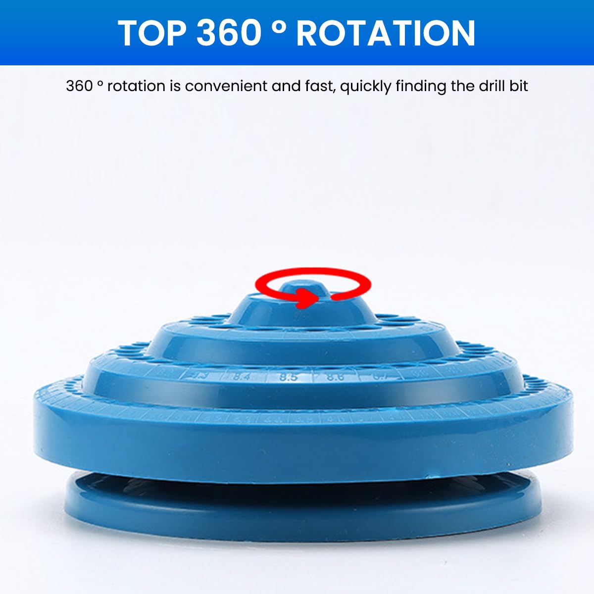 Serplex Drill Bits Station Holder with 100 Slots featuring 360° Rotating Design | Marked Organizer Stand