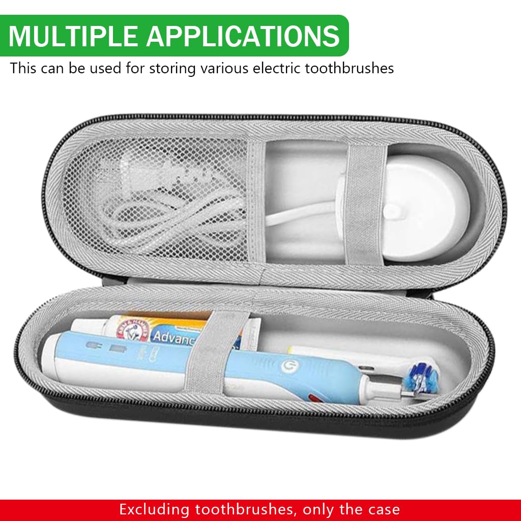 HANNEA® Electric Toothbrush Hard Travel Case Compatible with Oral-B Pro Pro 500 300 1500 iO series 7 8 9 Electric Toothbrush, Portable EVA Protective Storage Bag Holder with Mesh Pocket