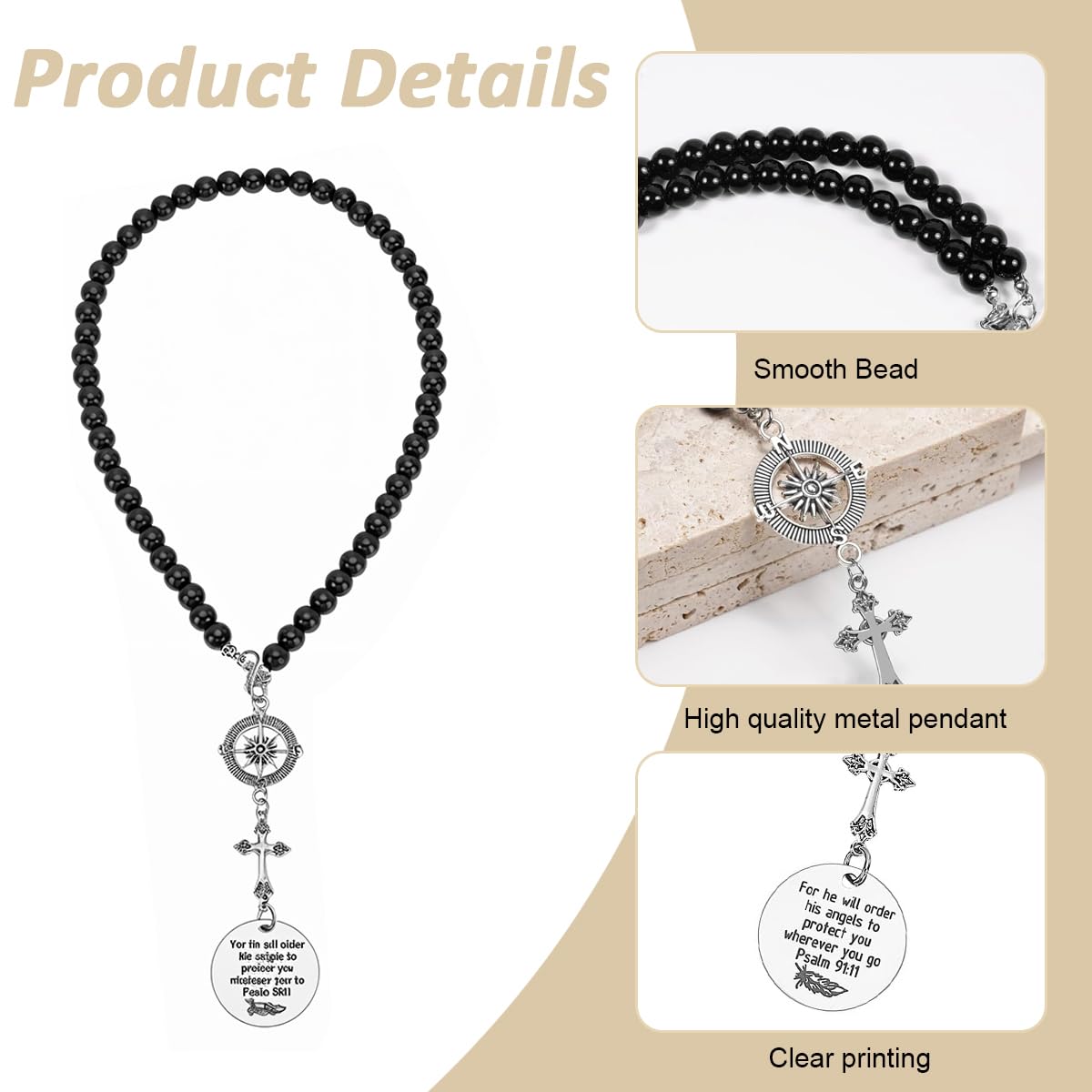 STHIRA Guardian Angel Cross Car Mirror Hanging Charm with Compass Pendant | Spiritual Interior Decor Gift