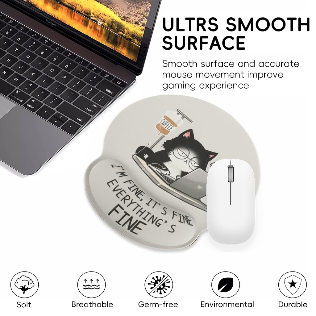 ZORBES Mouse Pad with Wrist Support for Office and Home featuring Soft Gel Rest | Funny Cat Motivational Design